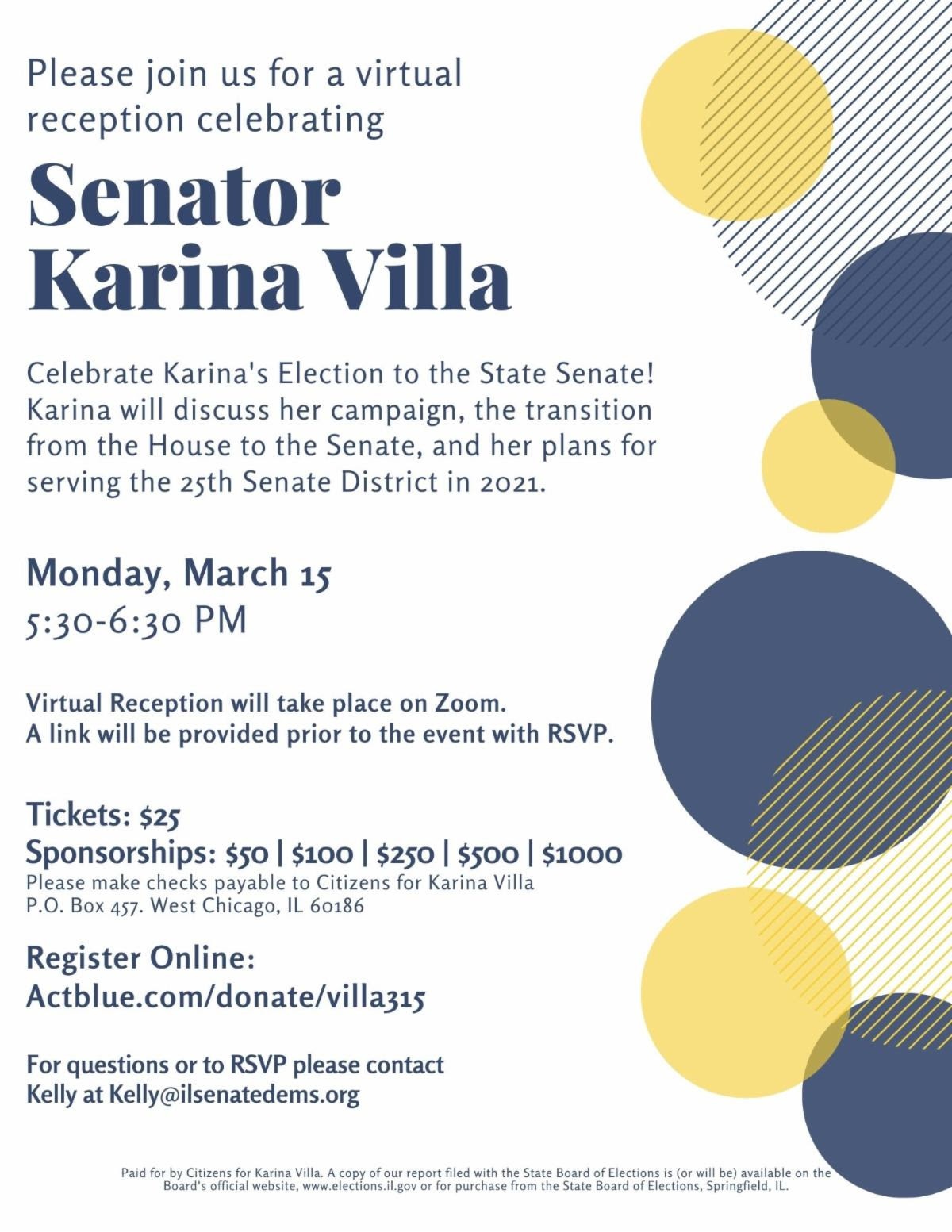 Karina Villa Virtual Fundraiser @ RSVP only