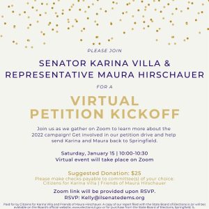 VIRTUAL Petition Fundraiser with Senator Villa & Rep Hirschauer @ ZOOM
