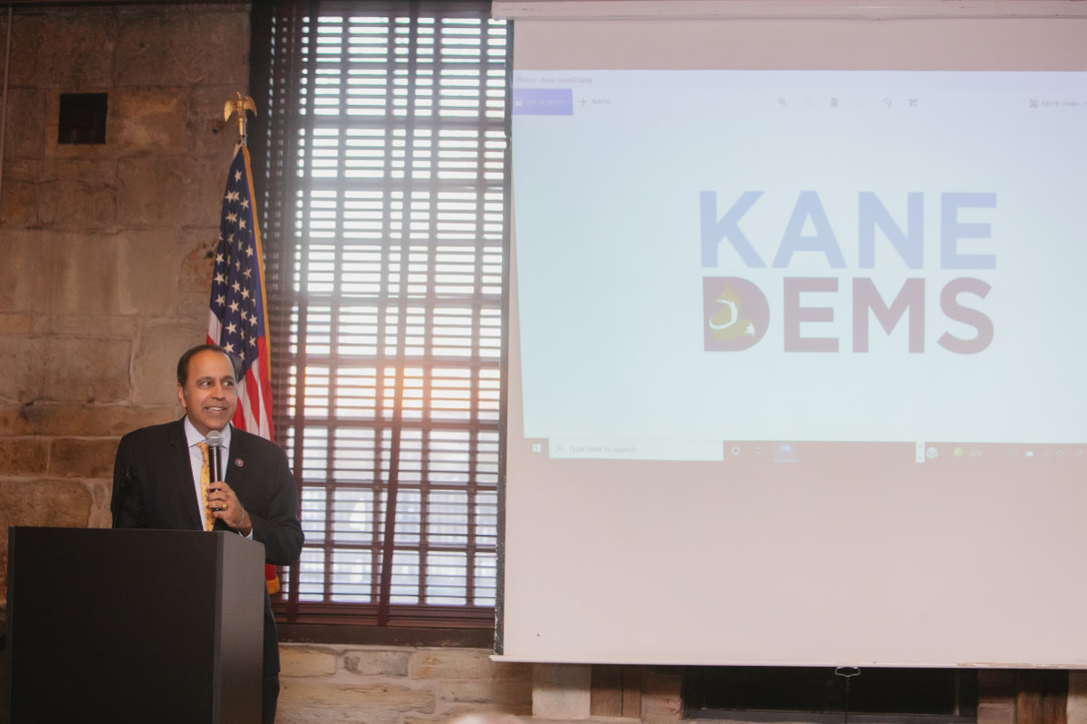 Representative Raja Krishnamoorthi at the Kane County Democrats Truman Dinner 2022