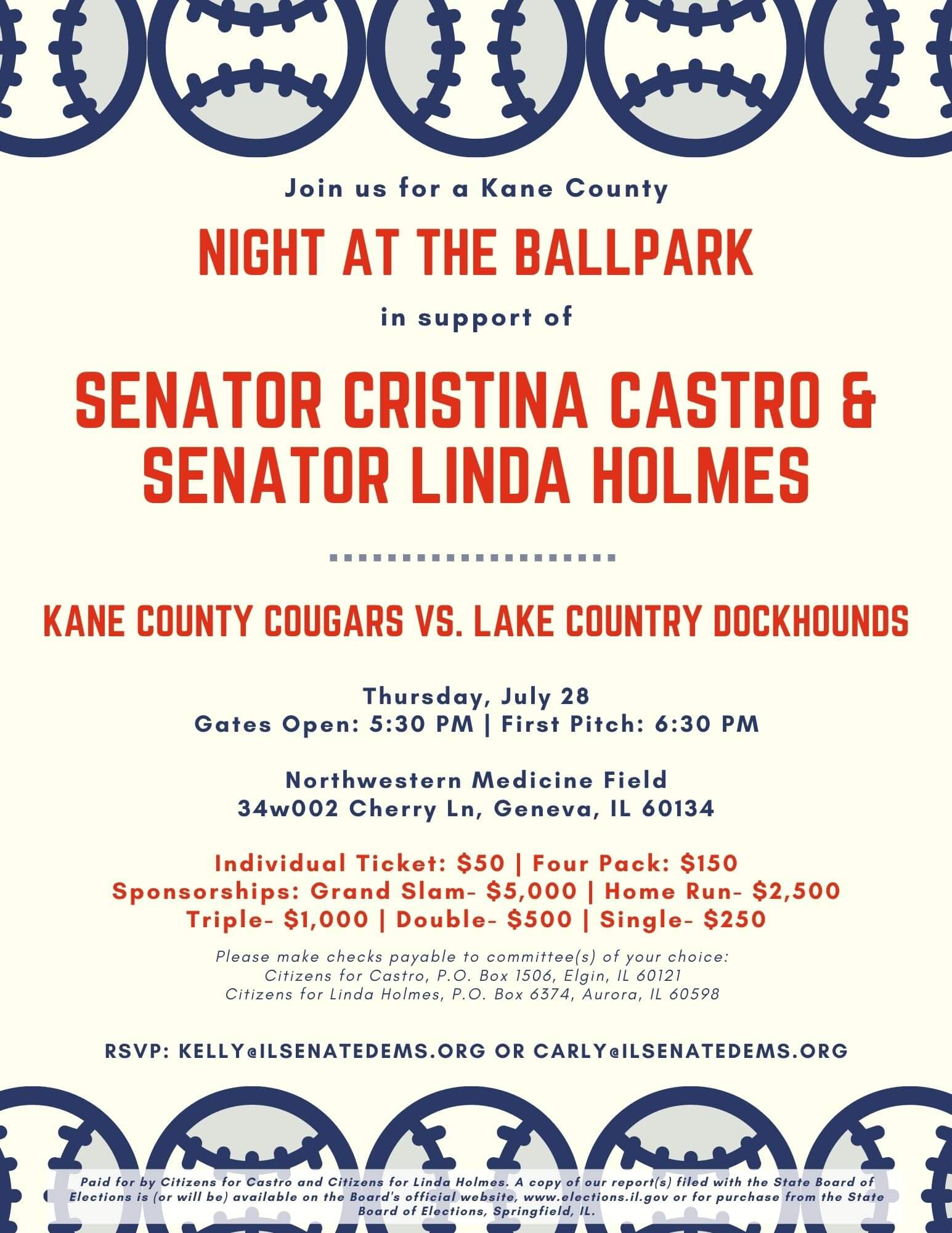 kane county night at the ballpark with senator cristina castro