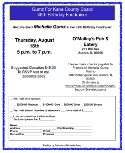 Gumz For Kane County Board 49th Birthday Fundraiser @ O’Malley’s Pub & Eatery