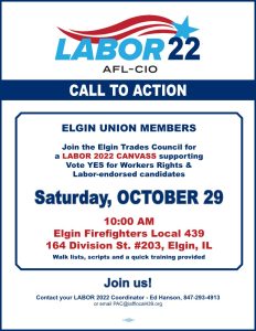 Workers Rights Amendment Canvass @ Elgin Firefighters' Local 439 office