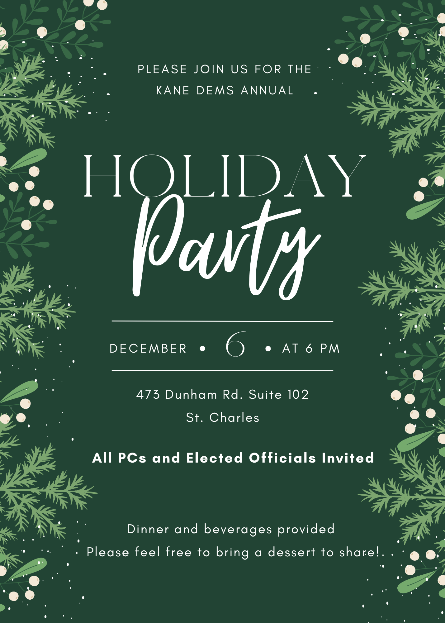 green modern annual holiday party invitation