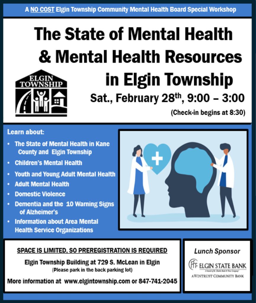 elgin township mental health event flyer