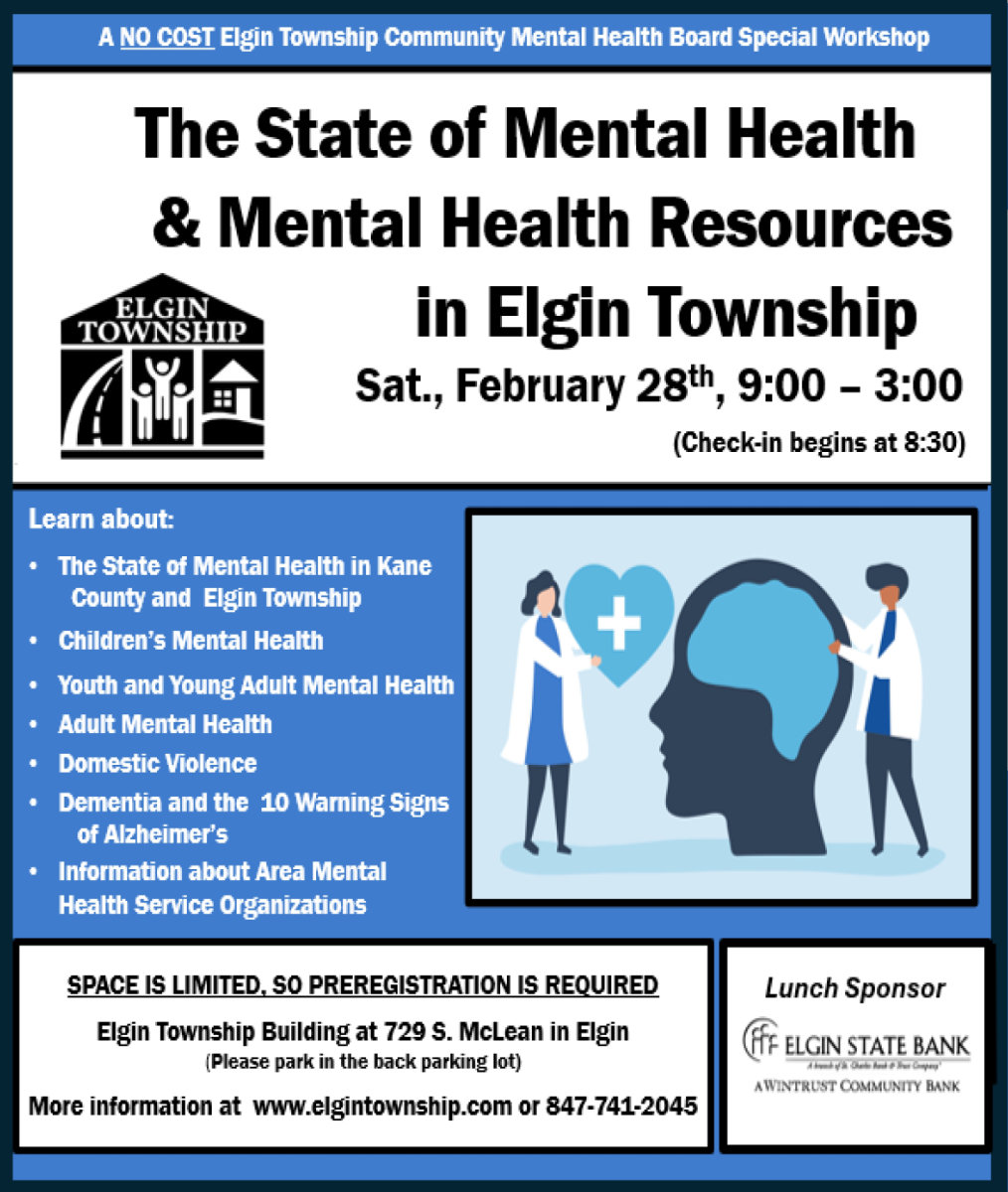 elgin township mental health event flyer