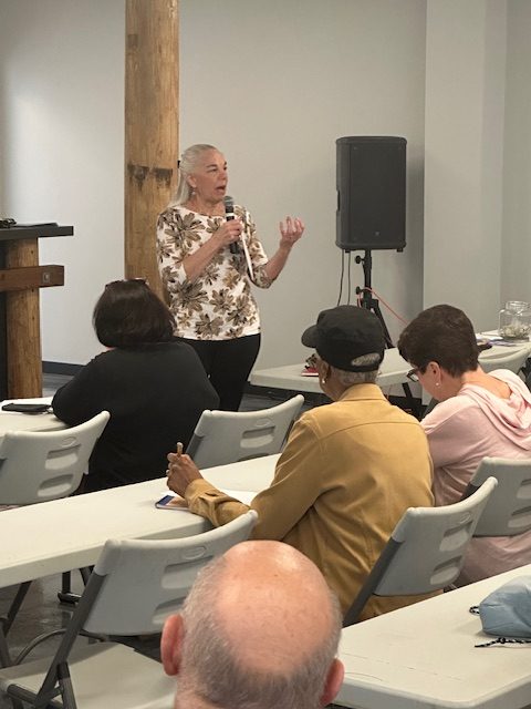 miki powell speaks to huntley area dems in april