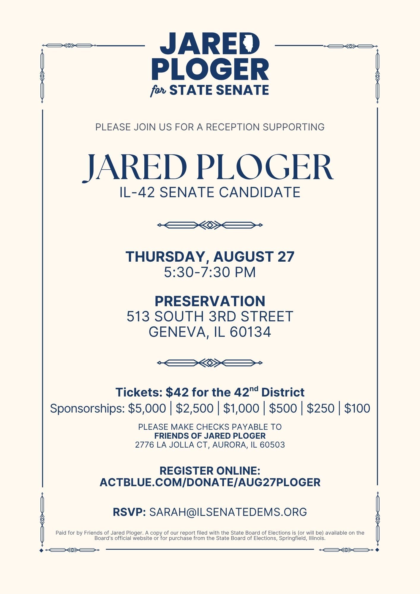 jared ploger for senate reception